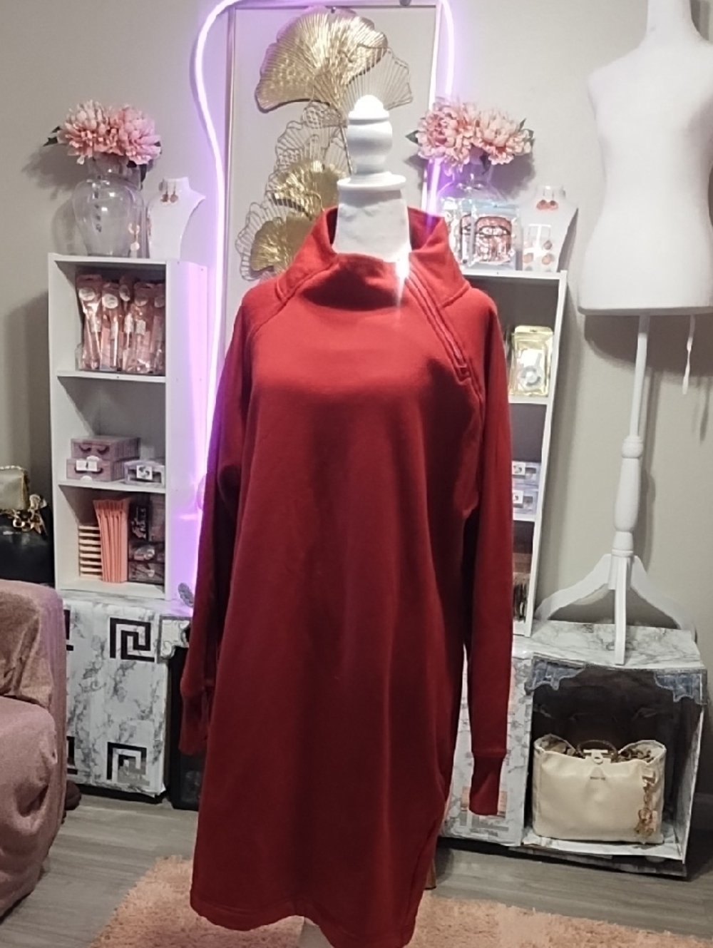 Athleta Red Hooded Sweater Dress